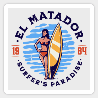 Vintage El Matador, California Surfer's Paradise // Retro Surfing 1980s Badge B Sticker